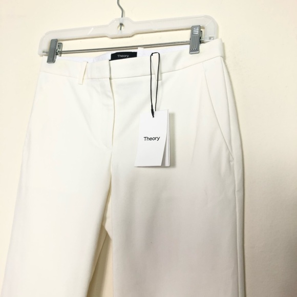 THEORY HARTSDALE PANTS NWT STRAIGHT CROPPED IVORY - Picture 7 of 8